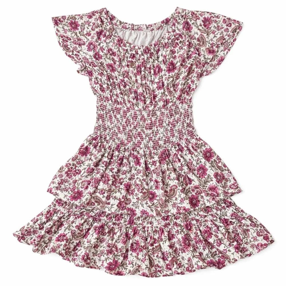 NWT PATRONS OF PEACE Boho Floral Smocked Mini Dress Size Small - Picture 2 of 4